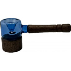 Glass Hand Pipe W/Wooden Hand